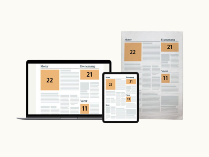 annonser placeringar i e-tidning och printtidning